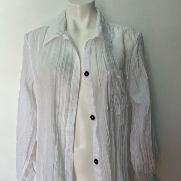 Mynah Lightweight white oversized button down beach cover - Picture 2 of 7
